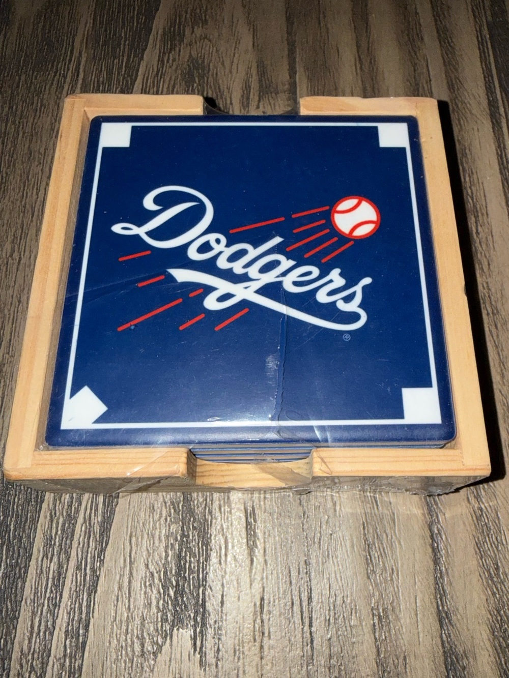 L.A. Dodgers Baseball Team Arco Gas 4 Ceramic Tile Drink Coasters